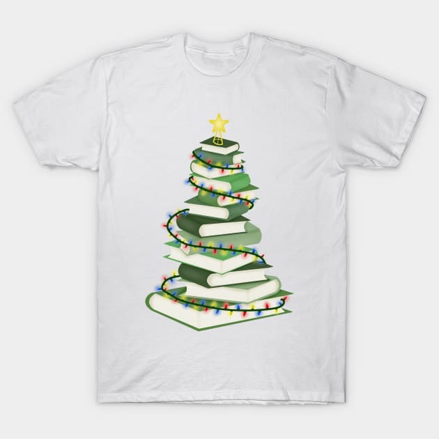 Bookmas tree (christmas) T-Shirt by Becky-Marie